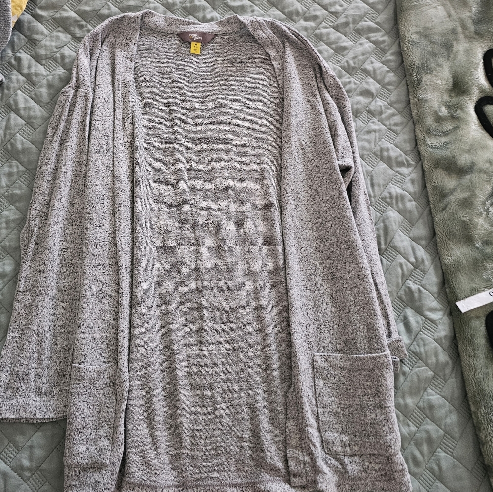 Kids' Heather Gray Open Front Cardigan Size M